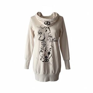 VTG Ed Hardy Yoga Tribe Culture White Long Sleeve Full Zip Hooded Sweatshirt S